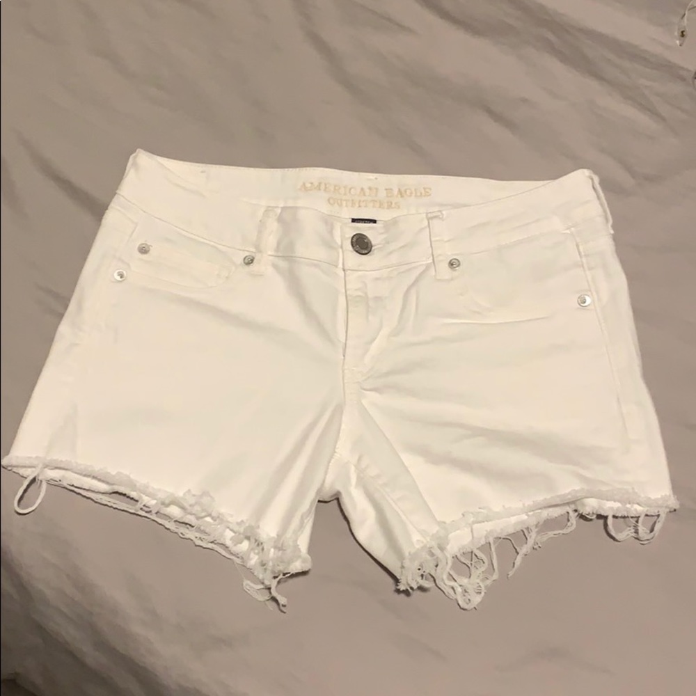 American eagle white denim shorts